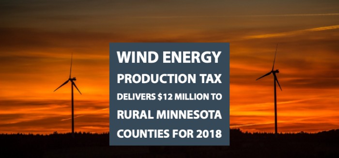 Wind Energy Production Tax Delivers $12 Million to Rural Minnesota Counties for 2018